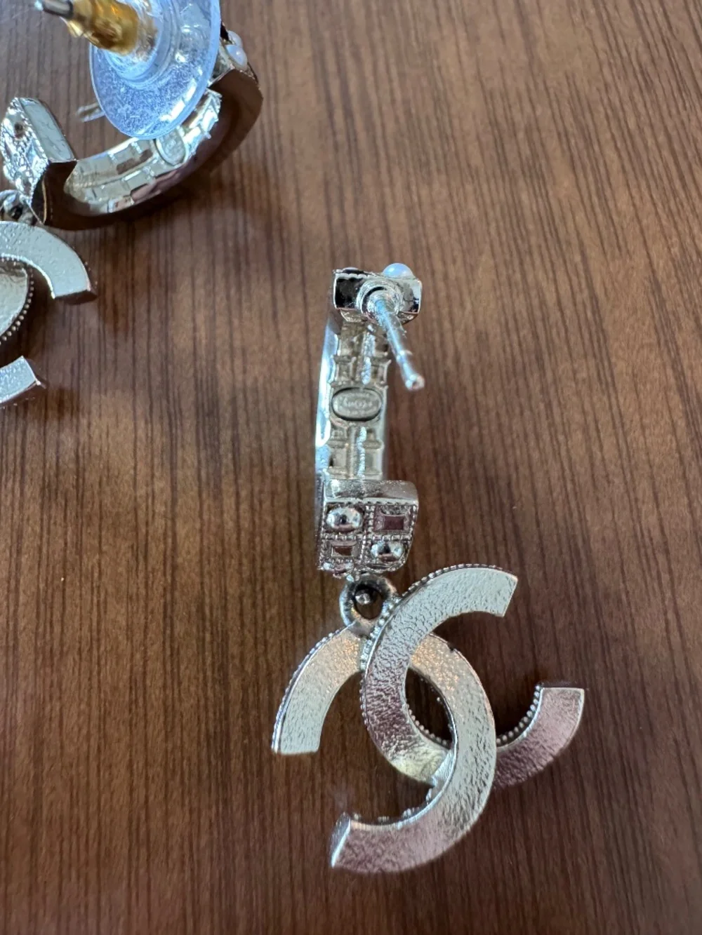 Chanel Dangling CC Hoop Earrings